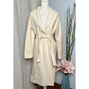 Banana Republic Wool Coat Jacket Wrap Shawl Belted Cream Ivory Womens Size Small